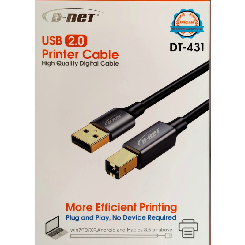 کابل USB پرینتر دی نت مدل DT-431 طول 1.5 متر
