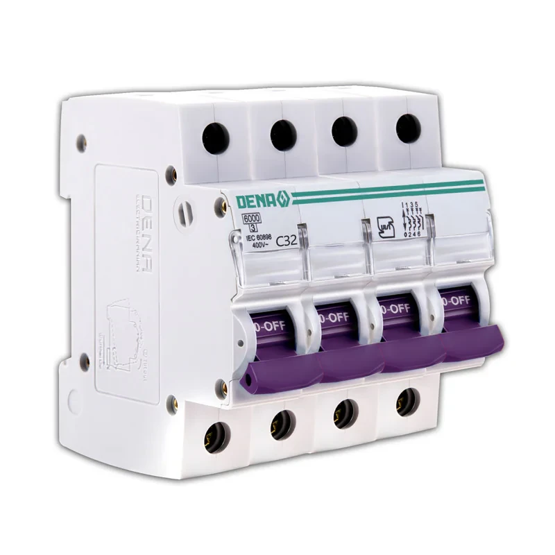 فیوز مینیاتوری چهارپل 32 آمپر دنا الکتریک ایرانیان مدل C32-6KA-4P