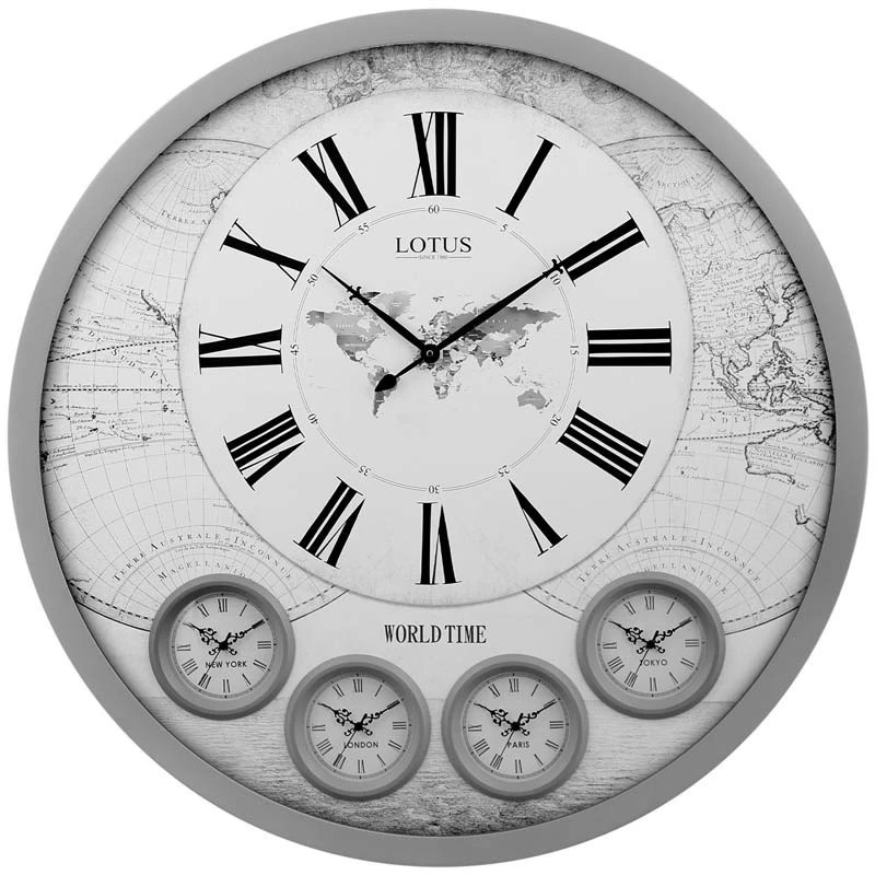 ساعت دیواری کوارتز لوتوس مدل WT-ELLA-90901-GRAY