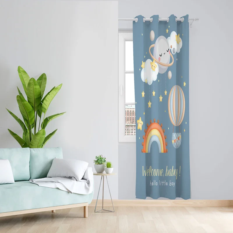 پرده مدل اتاق کودک مخمل پانچی طرح پسرانه کد 4875 سایز 140x280 سانتی متر