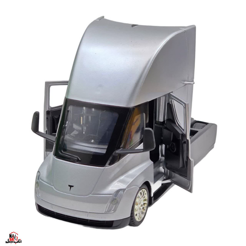 ماکت ماشین ناب سل مدل تریلی فلزی کشنده تسلا سمی موزیکال چراغدار همراه با ایستگاه شارژ TESLA Semi Truck Model Trailer NAAB001