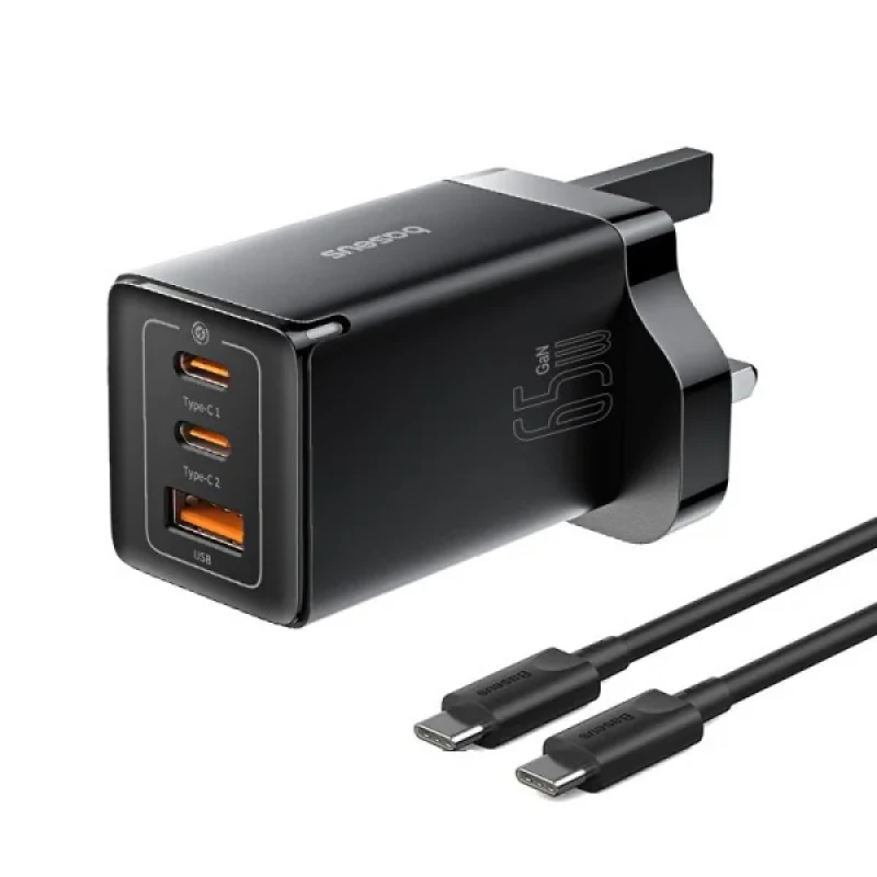 شارژر دیواری 65 وات بیسوس مدل CCGAN65UK به همراه کابل USB-C