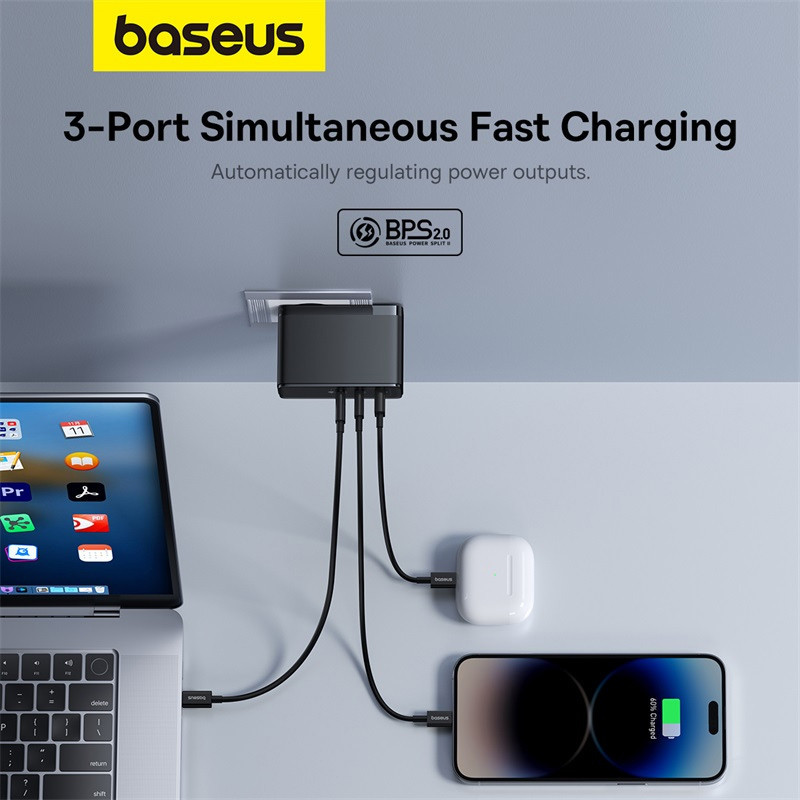 شارژر دیواری 160 وات بیسوس مدل CCGAN160CE به همراه کابل تبدیل USB-C