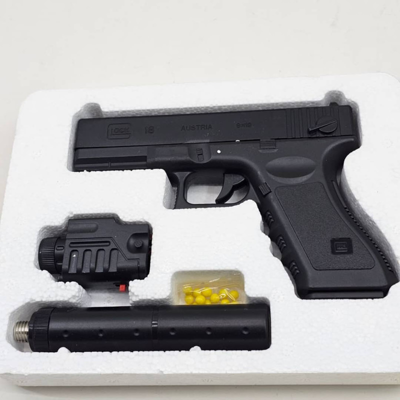 تفنگ بازی ناب سل مدل کلت لیزردار metal p-180