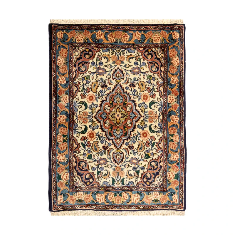 فرش دستبافت نیم متری طرح بیجار کد 45P707 زمینه کرم