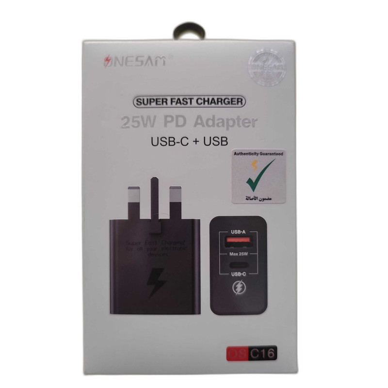 شارژر دیواری 25 وات 2 پورت وان سام مدل OS-C16