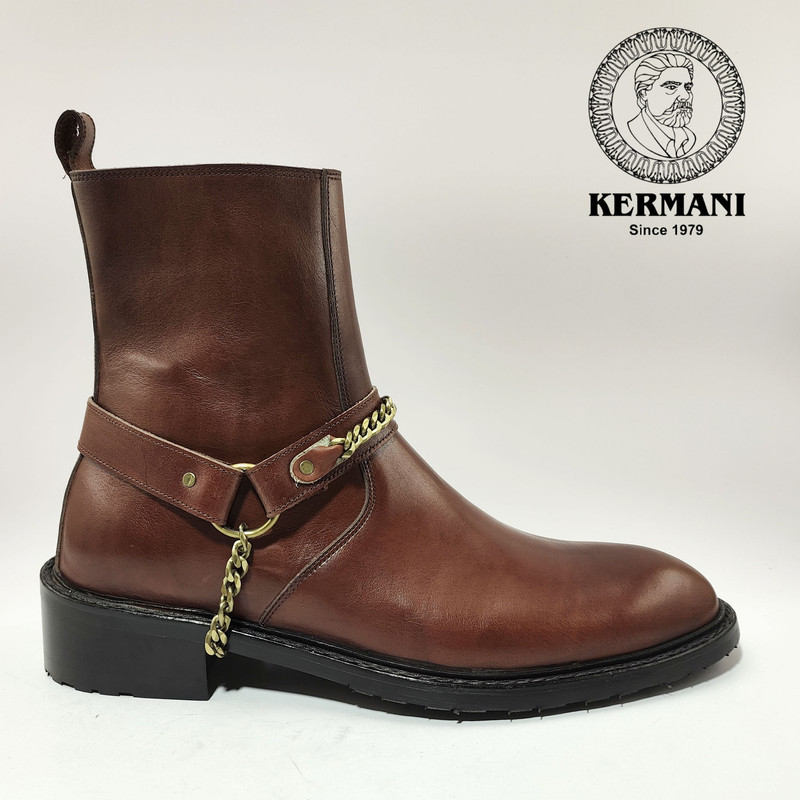 نیم بوت مردانه کرمانی مدل چرم دستدوز طبیعی کد 653
