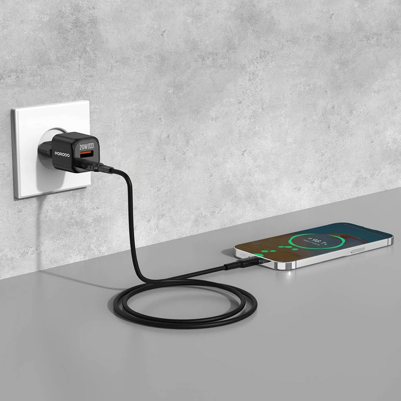 شارژر دیواری 20 وات دو پورت پرودو مدل FWC060 به همراه کابل USB-C