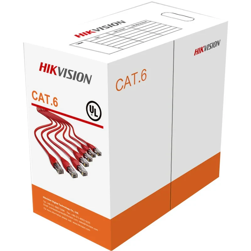 رول کابل شبکه Cat 6 سایز 23AWG هایک ویژن مدل DS-1LN6-UU طول 305 متر