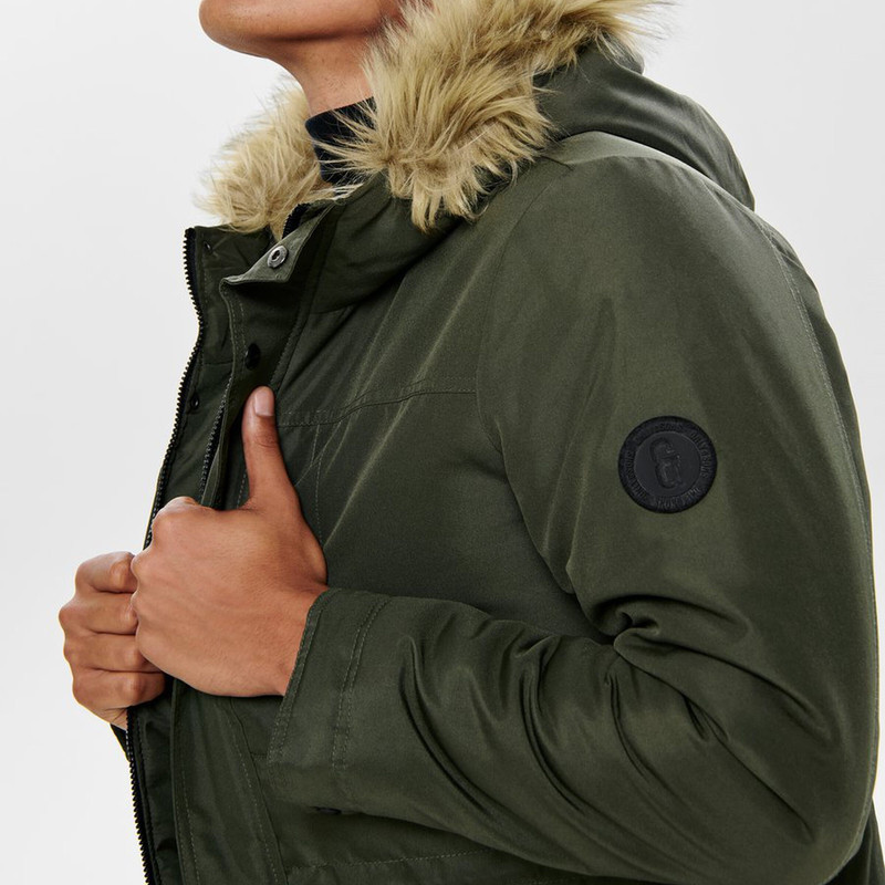 کاپشن مردانه اونلی اند سانز مدل LONG PARKA 002