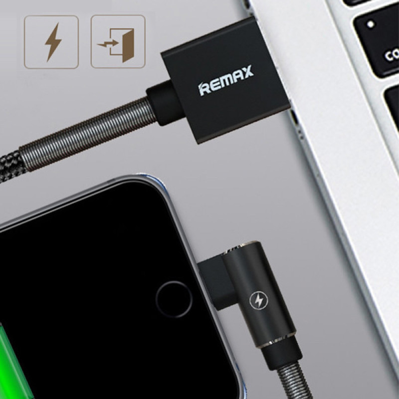 کابل تبدیل USB به لایتنینگ ریمکس مدل Ranger-90 degree طول 1 متر