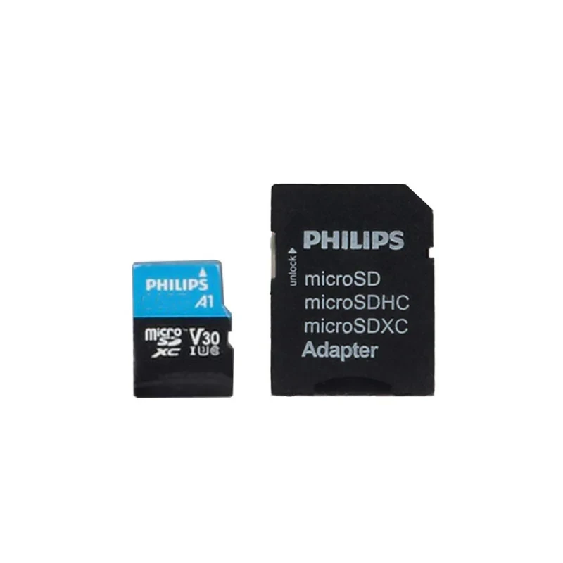 کارت حافظه MicroSDHC فیلیپس مدل Ultra pro کلاس 10 استاندارد UHS-I U3 سرعت 100MBps ظرفیت 64 گیگابایت به همراه آداپتور