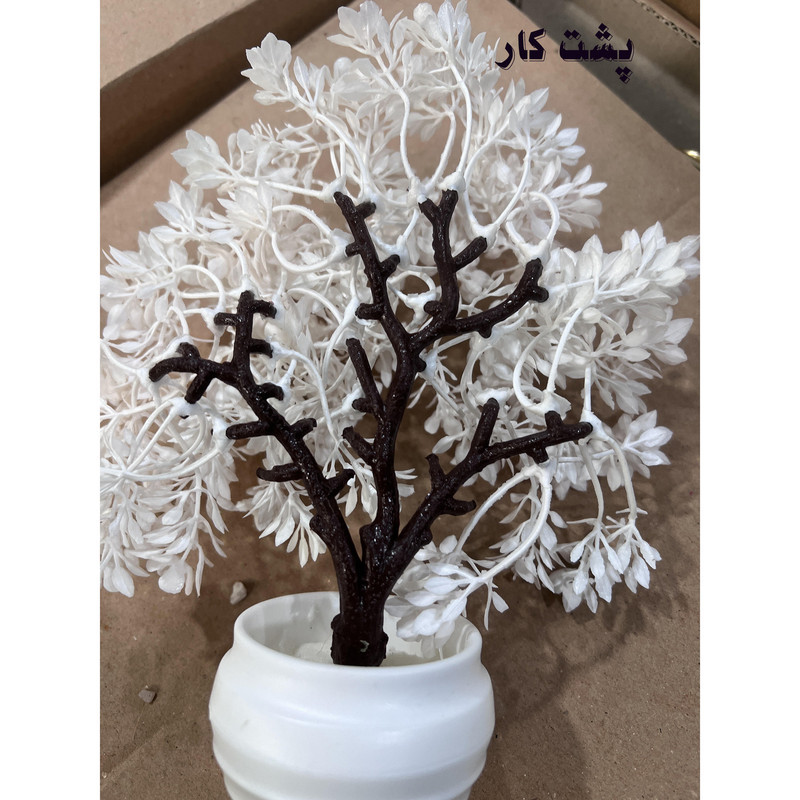 گلدان به همراه گل مصنوعی مدل درختچه زندگی مینیاتوری 03