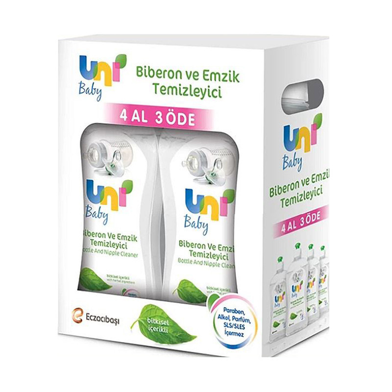 شوینده شیشه شیر کودک یونی مدل  U2008429.4 حجم 500 میلی لیتر بسته 4 عددی