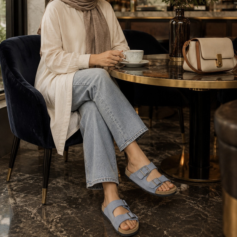 صندل زنانه اسمارا مدل فول چرم طبیعی بیرکن