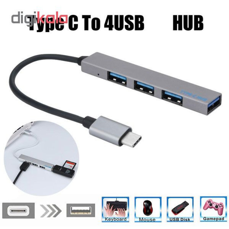 هاب 4 پورت USB-C مدل T809A