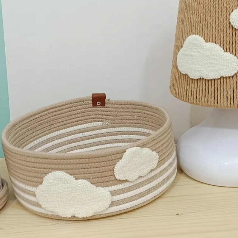 ست سطل و جای دستمال کاغذی مدل ابر مجموعه 3 عددی
