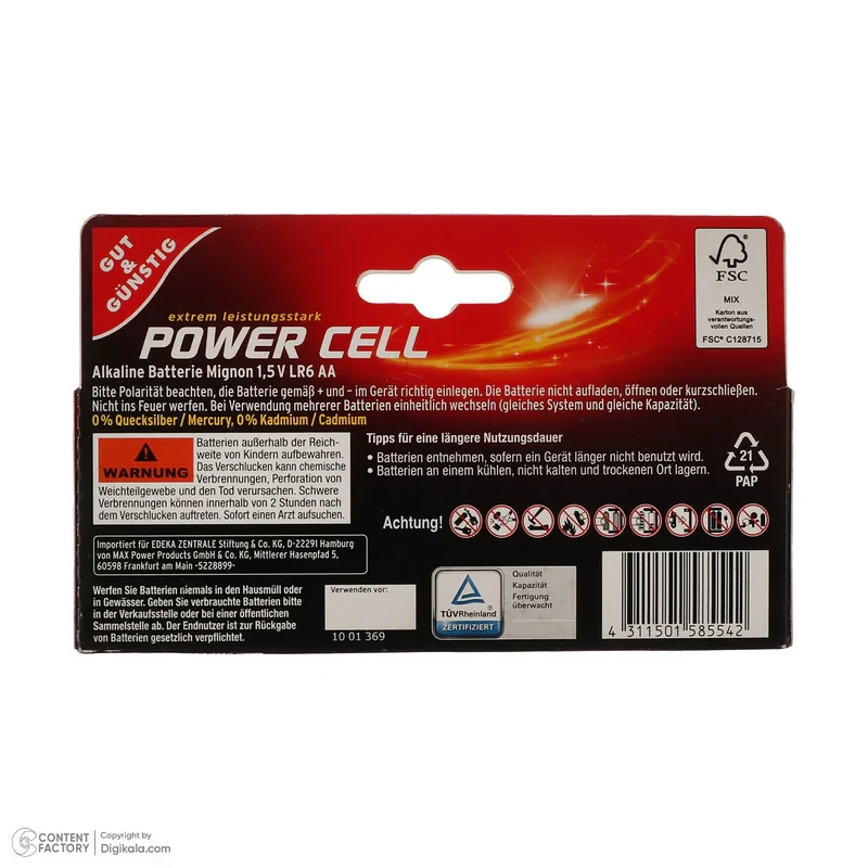 باتری قلمی پاور سل مدل Mignon LR6 AA بسته 10 عددی