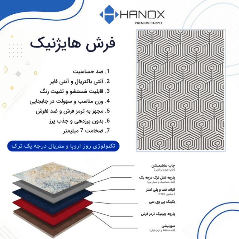فرش ماشینی 1000 شانه هانوکس زمینه طوسی حاشیه خاکستری مدل مینیمال کد HANM.0024.2