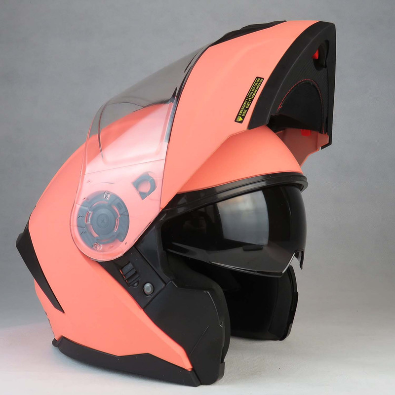 کلاه کاسکت فک متحرک لائوس مدل Matt coral کد 2176
