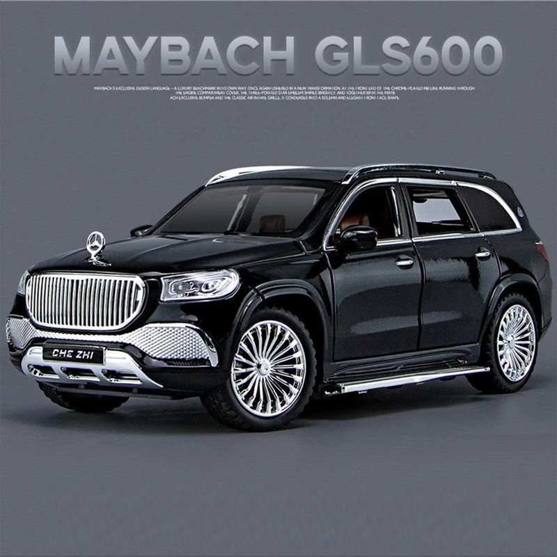 ماکت ماشین بازی فلزی شاسی‌بلند بنز GLS600 مقیاس 1:24 با طراحی دقیق، چراغ‌دار، دارای صدا و حرکت جلو و عقب