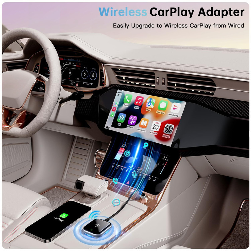 کارپلی و اندروید اتو مدلwireless CarplayAndroid Auto به همراه مبدل USB به Type-C