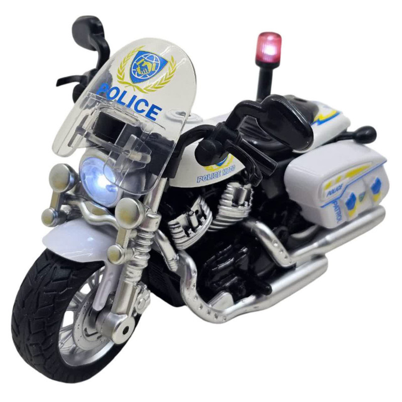 موتور بازی ناب سل مدل پلیس فلزی موزیکال چراغدار عقب کش کد Pull-back musical metal police car with lights