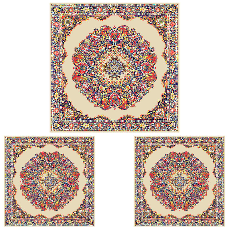 ست رومیزی سه تکه طرح ترمه کد 9920.1
