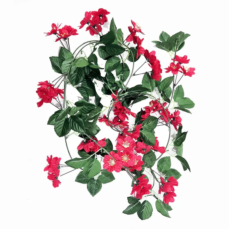 گل مصنوعی ریسه گل و برگی تیارا، 10×10×180 سانتی‌متر، وزن 110 گرم