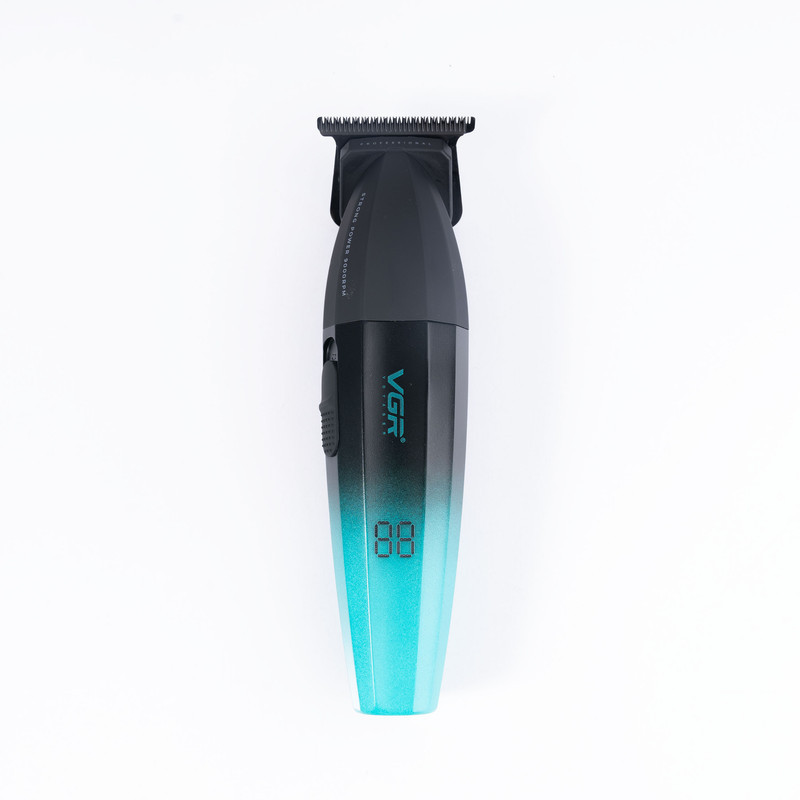ماشین اصلاح موی سر و صورت وی جی آر مدل V-906 با تیغه سرامیکی پوشش DLC، موتور 9000 دور در دقیقه، باتری 2000 میلی‌آمپر ساعت با 240 دقیقه عمر شارژ، صفحه نمایش LED، طراحی ارگونومیک و مقاوم، قابلیت صفرزن، خط زن و حجم زن