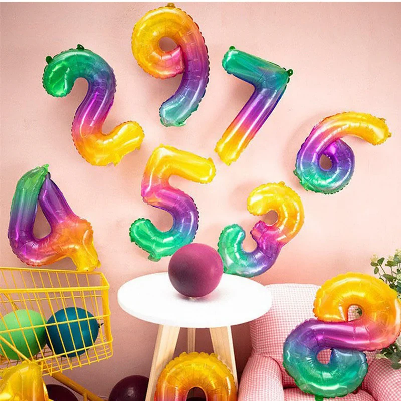 بادکنک فویلی لاکی بالونز مدل عدد صفر طرح ژله ای رنگین کمانی کد 1105
