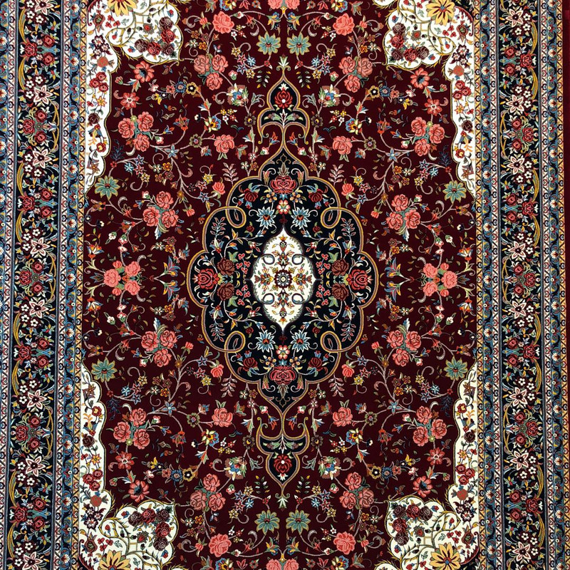فرش ماشینی ستاره کویر یزد مدل شاهکارنوین کد n-83 زمینه لاکی