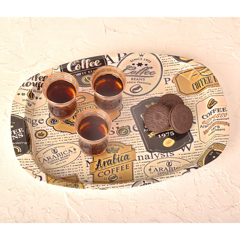 سینی دسته دار مهروز مدل 6652 coffee سایز 21×31 سانتی متر