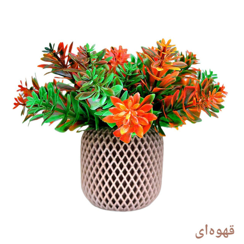 گلدان به همراه گل مصنوعی طرح میخک مدل زنبوری کد S31