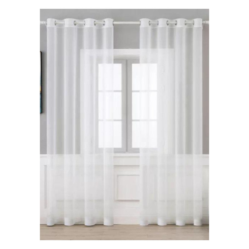 پرده پانچ مدل حریر شیشه ای مات سایز 275 × 140 سانتی‌متر مجموعه دو عددی