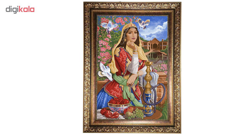 تابلو فرش ماشینی نقش نگار رضوی طرح دختر ایرانی کد 1175KC