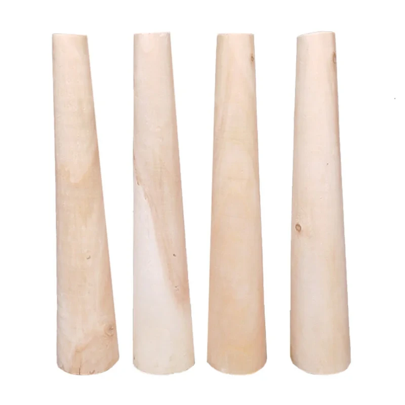 پایه میز عسلی مدل چوبی مخروطی خام کد D1-R25 بسته 4 عددی