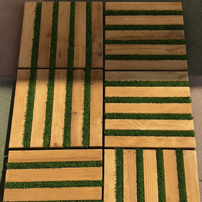 کفپوش مدل تایل ترمو و چمن مصنوعی سایز 30*30 سانتی متر بسته 9 عددی