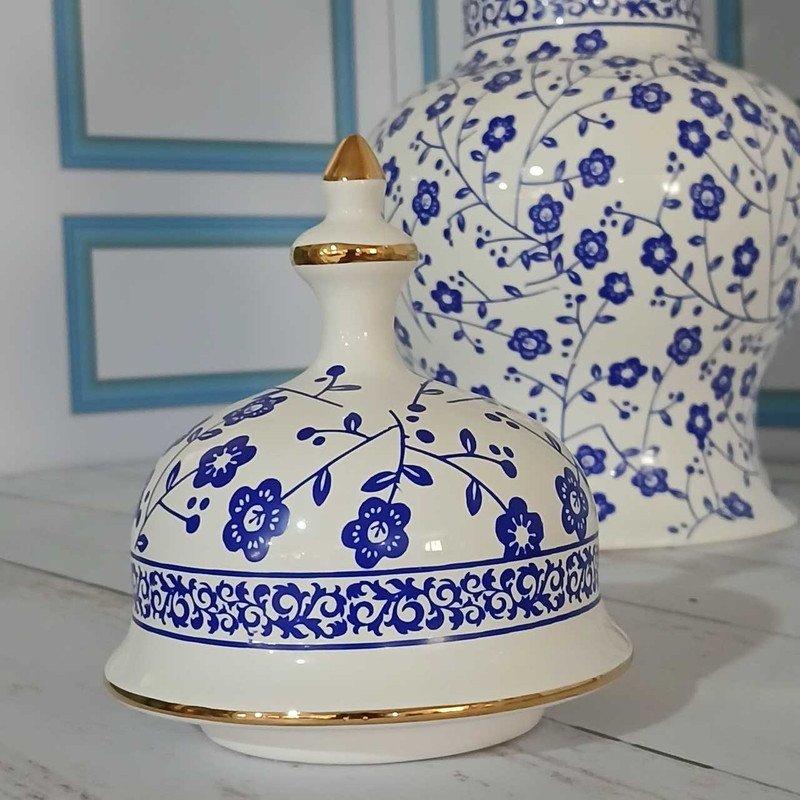 دکوری وسل لوکس مدل جینجر جار طرح حاشیه گلریز کد 038