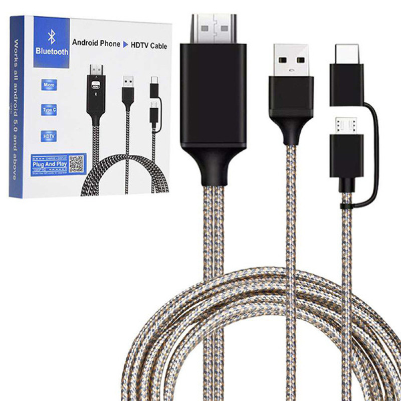 کابل تبدیل Micro usb و TYPE-C به HDMI مدل A5611 طول 1 متر