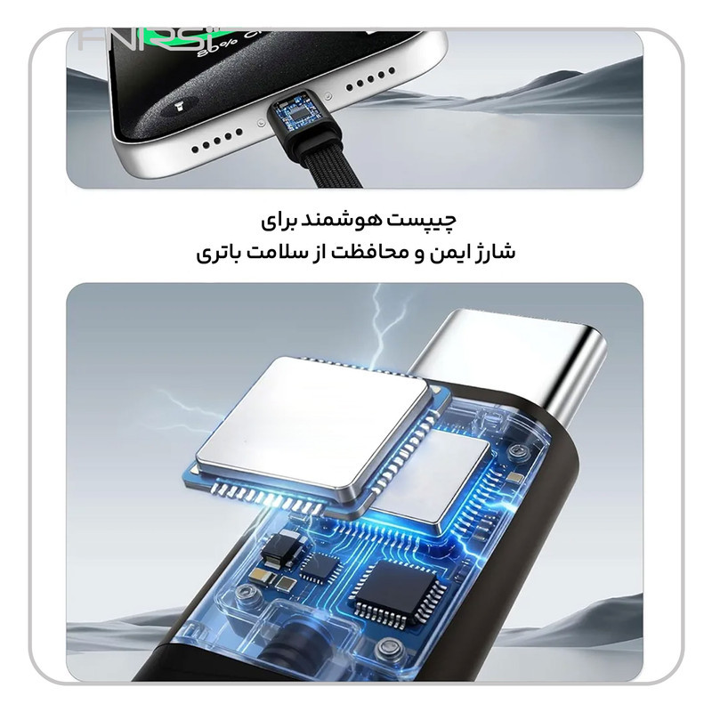 کابل USB-C فنیرسی  مدل FC150240 Gaming استندی طول 1.5 متر