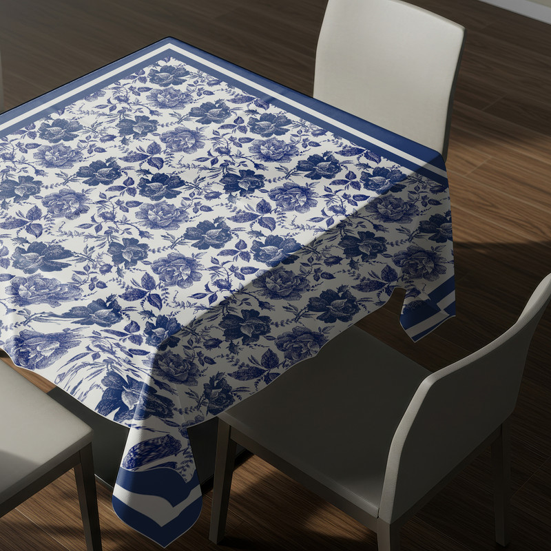 رومیزی ریحانلوکس مدل رز آبی RH134 سایز 97x97 سانتی‌متر