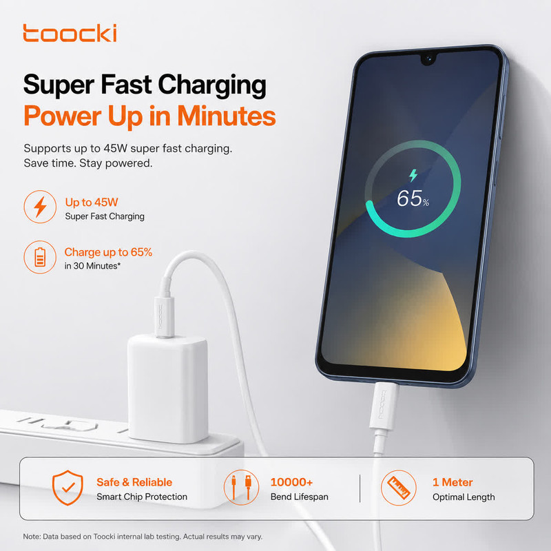 کابل شارژ USB-C توکی مدل A16 با طول ۱ متر
