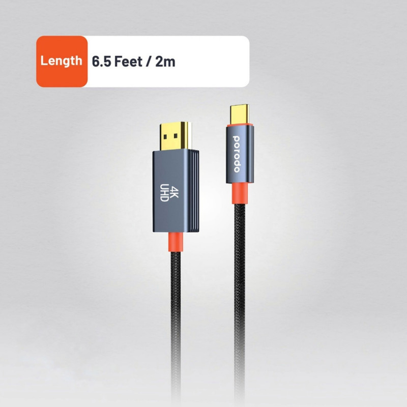 کابل تبدیل HDMI به USB-C پرودو مدل Woven Braided طول 2 متر