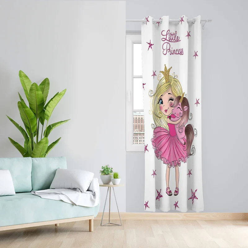 پرده مدل دخترانه مخمل پانچی کد 1027 سایز 140x200 سانتی متر