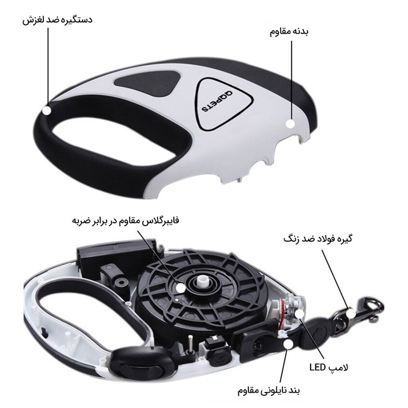 بند قلاده سگ مدل lks2030-blackwhite با چراغ LED