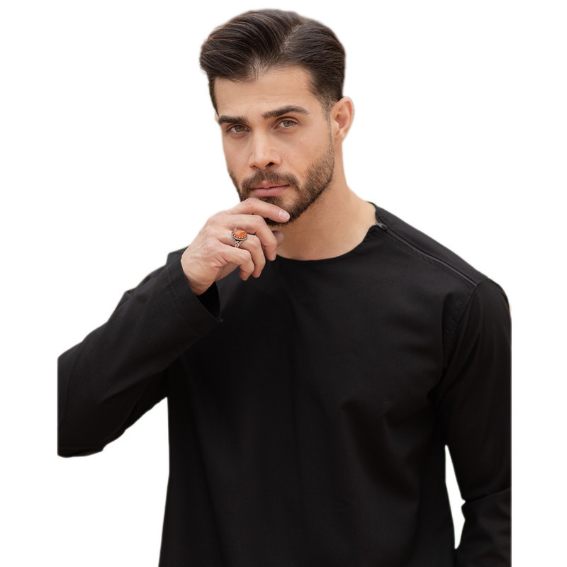 پیراهن آستین بلند یقه دیپلمات مردانه مدل بغل زیپ کد ۱۰۷