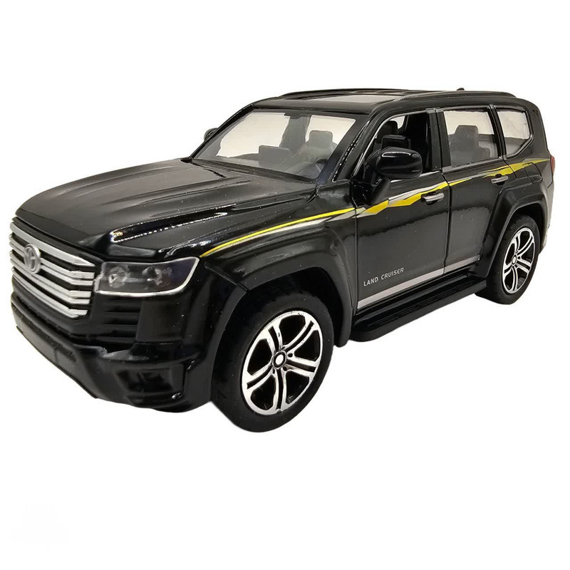 ماکت ماشین ناب سل مدل تویوتا لندکروز فلزی موزیکال چراغدار عقب کش کد Toyota Land Cruiser metal c55566 vx به همراه استند