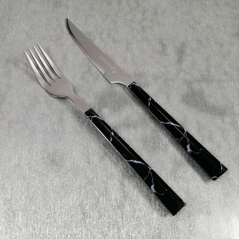 ست کارد و چنگال میوه خوری 12 پارچه ام جی مدل ماربل پلاس