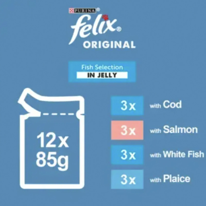 پوچ گربه بالغ فلیکس مدل Fish Selection in Jelly طعم ماهی بسته 12 عددی